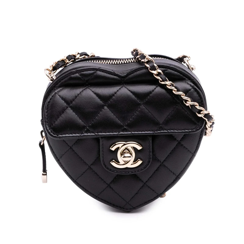 Chanel Pre-Loved Mini Lambskin CC In Love Heart Crossbody Bag