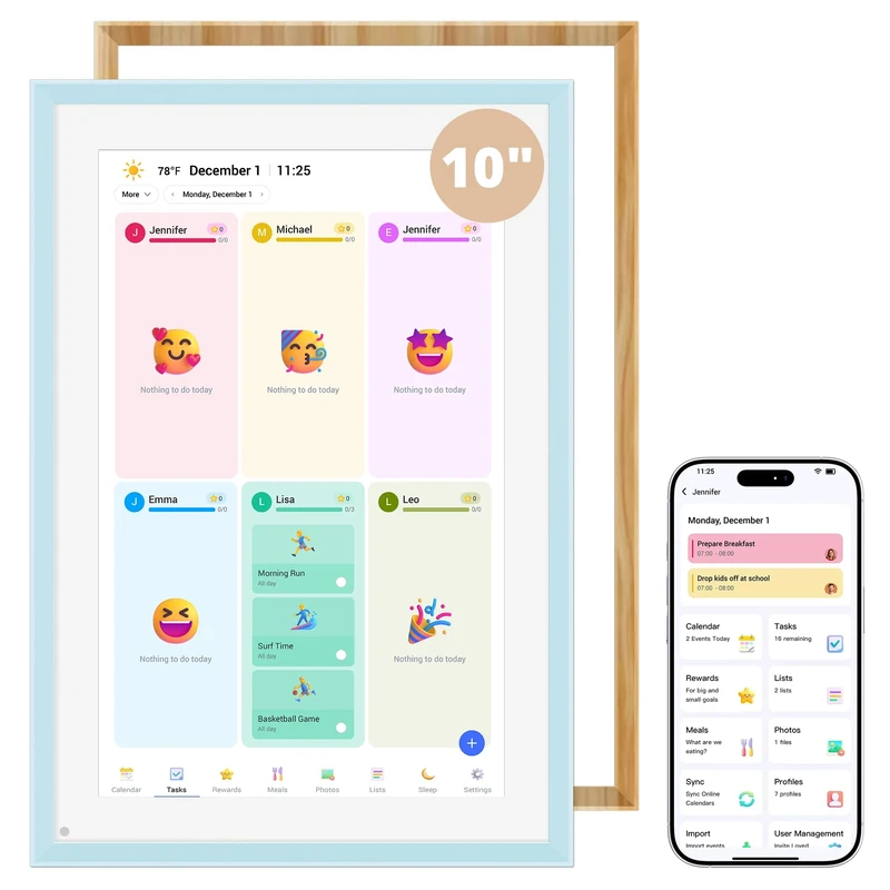 2026 Digital Calendar with 2 Replaceable Frames, 10 Inch Electronic Calendar Planner for Chore Chart and Home Organization, Interactive Touch Screen Desktop & Wall Mountable, a Gift for Families