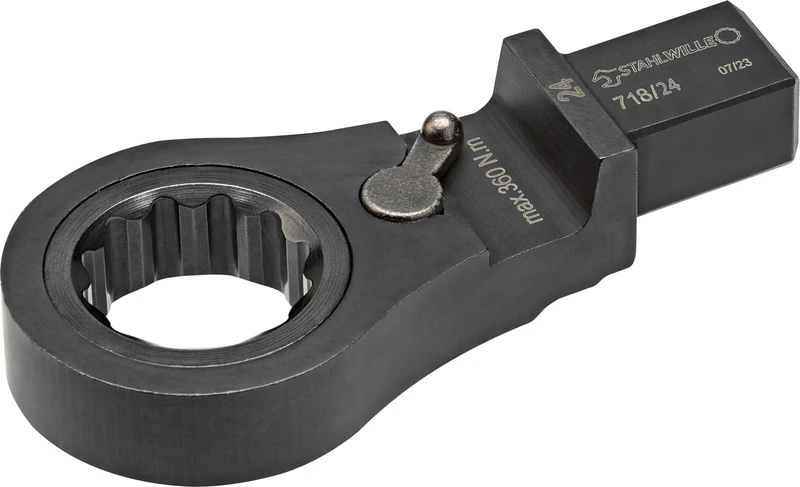 STAHLWILLE Ratchet Ring Spanner 22 mm Switchable 72 Teeth 14 x 18 mm Socket for Inserting into Torque Wrench - Image 1