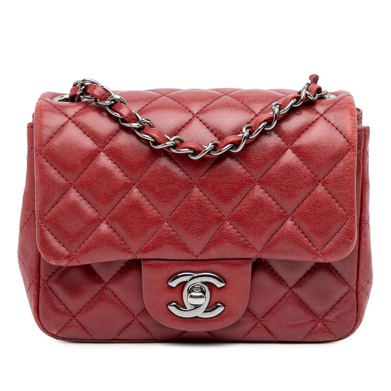 Chanel Pre-Loved Mini Square Classic Lambskin Single Flap Crossbody Bag