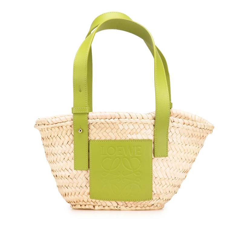 LOEWE Pre-Loved Small Raffia Basket Tote Bag