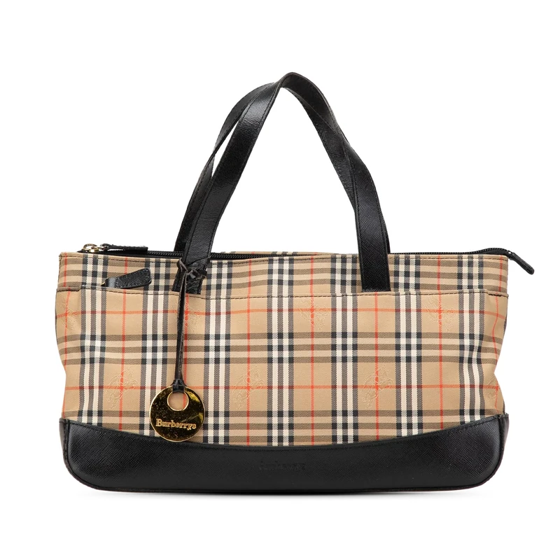 BURBERRY Pre-Loved Haymarket Check Canvas Tote Bag