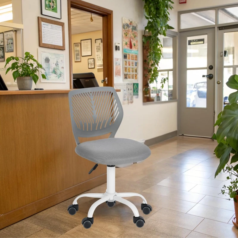 FurnitureR Reception Chairs for Office, Small Reception Chairs, Height Adjustable, 361° Selectable Wheels, Ergonomic Backrest, Breathable Fabric Seat, Candy Grey