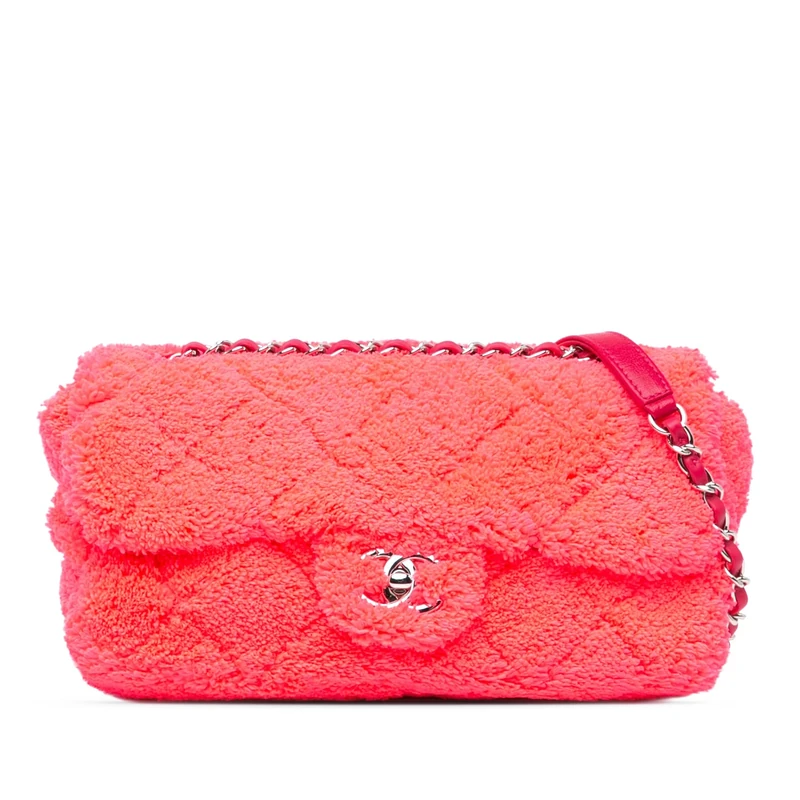 Chanel Pre-Loved Medium Quilted Terry Cloth Coco Beach Flap Shoulder Bag