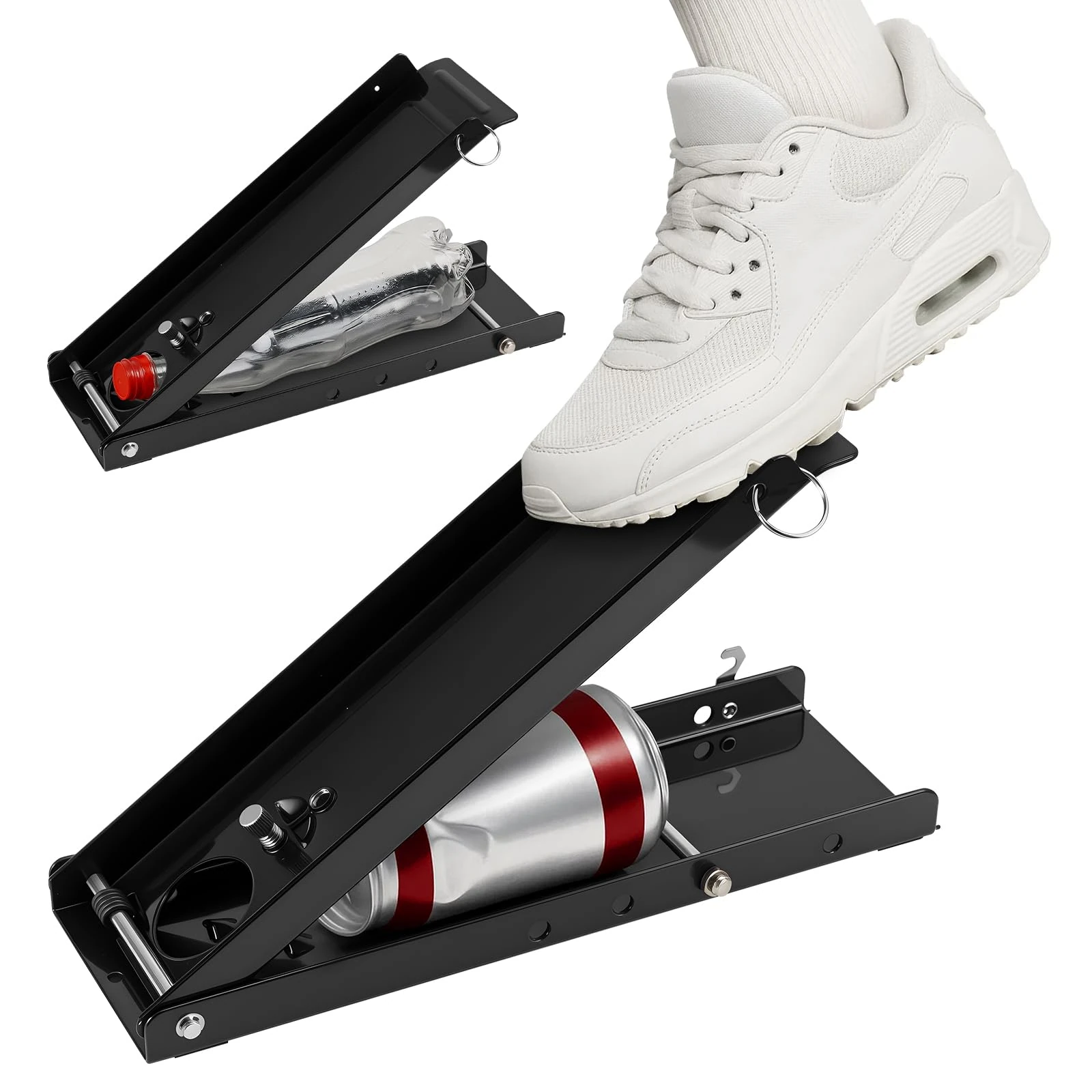 M.J COMFY-LIFE Foot Operated Can Crusher for 16oz Cans Plastic Bottles, Heavy-Duty Standing Can Compactor, Industrial Metal Can Smasher for Soda Beer Recycling in Garage, Kitchen, Home Black (2)