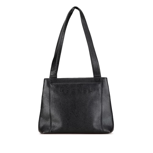 Chanel Pre-Loved Embroidered Caviar Logo Shoulder Bag