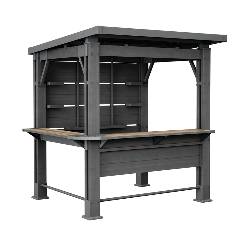 Keter Signature Bar Gazebo with Built-In Counters & Footrails | Outdoor Entertainment Hub | Weather-Resistant Resin | Eco-Friendly, Low-Maintenance | Garden & Patio Party