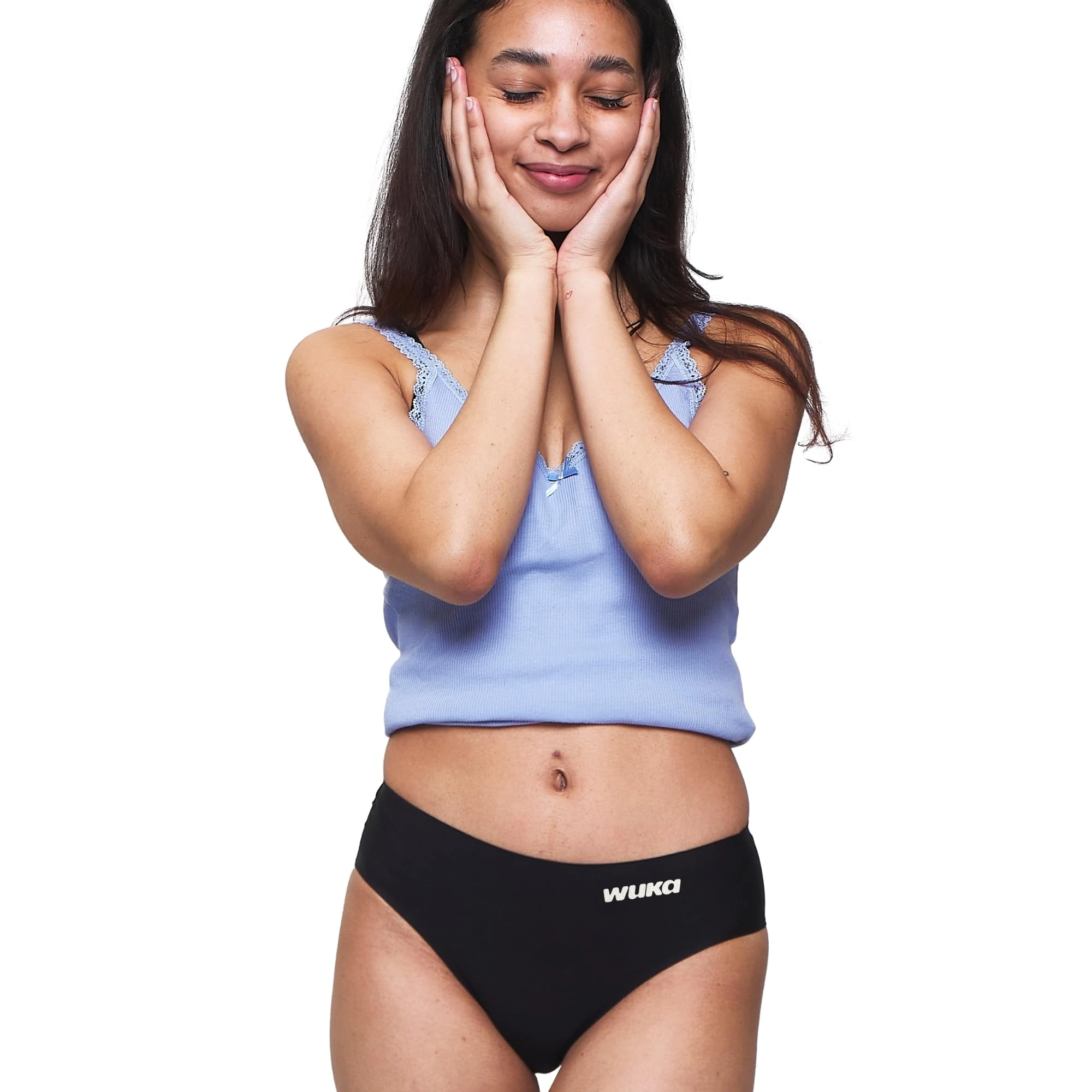 WUKA Teen Stretch Seamless Midi Brief Period Pants Heavy Flow Leak Proof Reusable Washable Underwear for Girls Teen Period Pants Multi Size Fits S, M, L Black