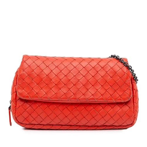 Bottega Veneta Pre-Loved Intrecciato Chain Flap Crossbody Bag