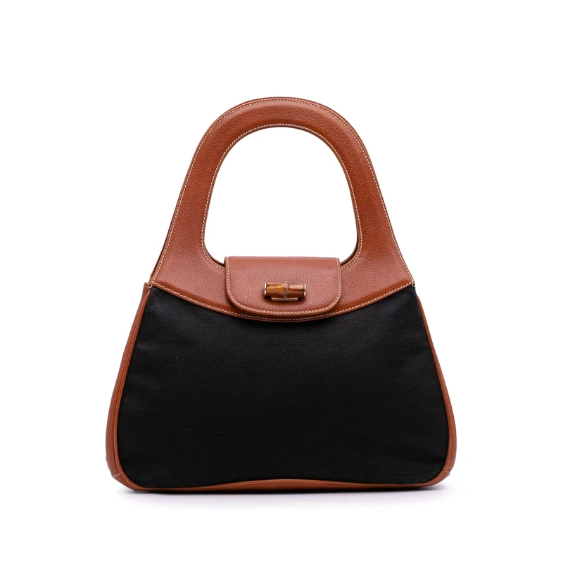 Gucci Pre-Loved Canvas Bamboo Handbag