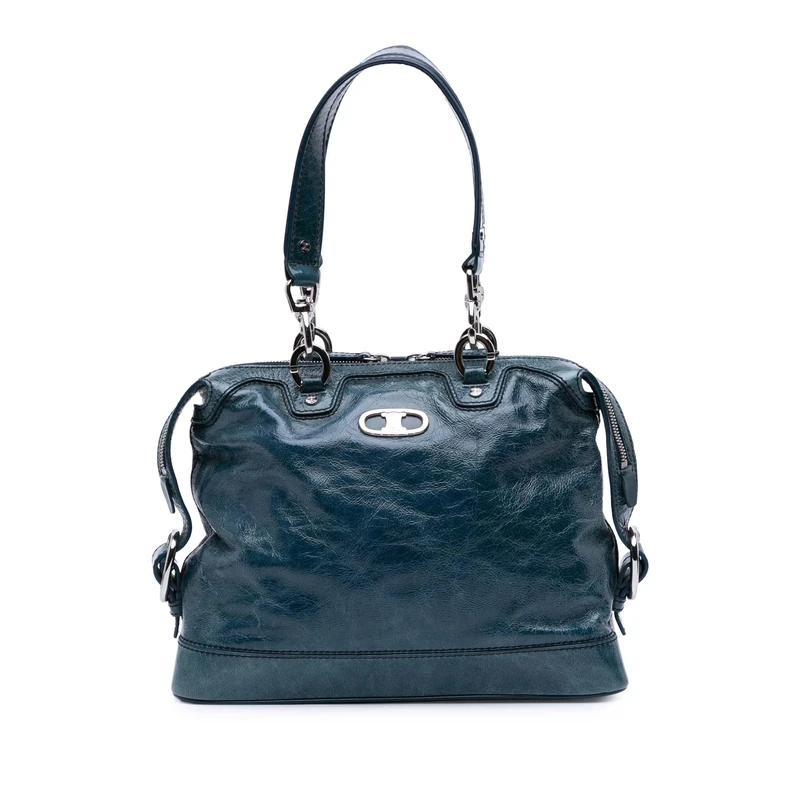 Celine Pre-Loved Crinkled Patent Macadam Shoulder Bag