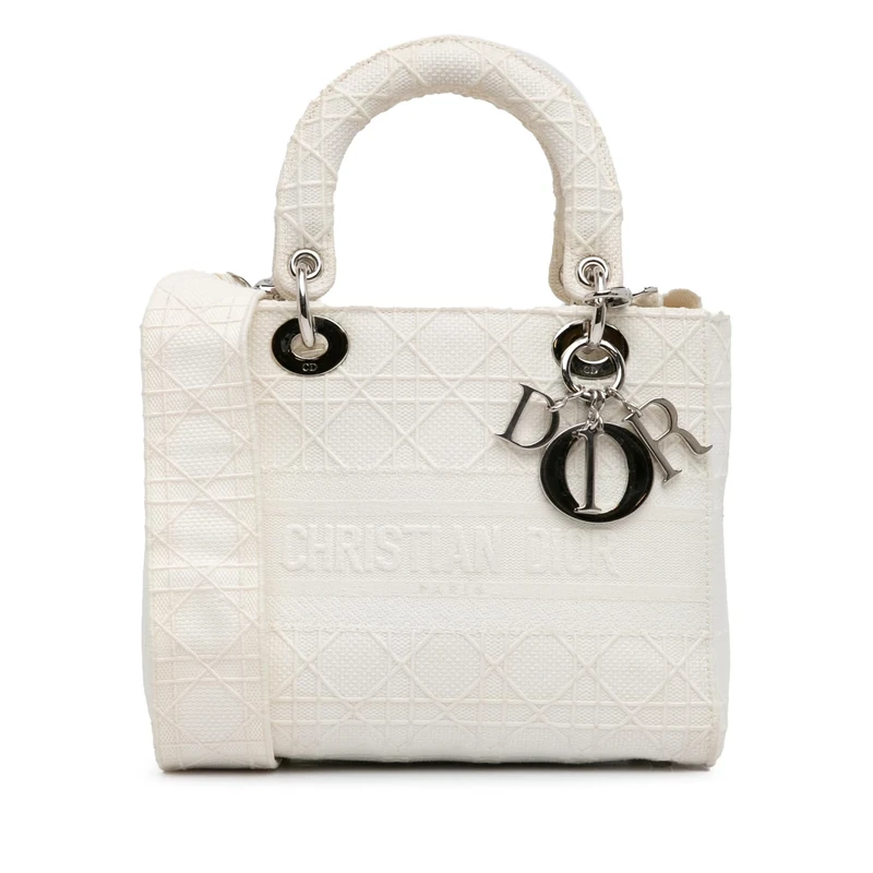Dior Pre-Loved Medium Canvas Cannage Lady D Lite Handbag