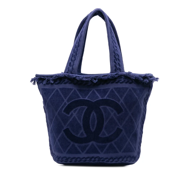 Chanel Pre-Loved CC Terry Cloth Beach Tote Bag