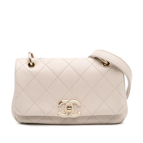 Chanel Pre-Loved Medium Lambskin Twist Chain Enamel CC Flap Crossbody Bag