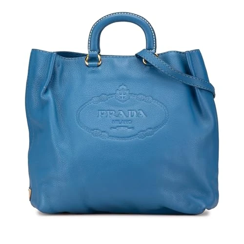 Prada Pre-Loved Vitello Daino Canapa Open Convertible Tote Handbag