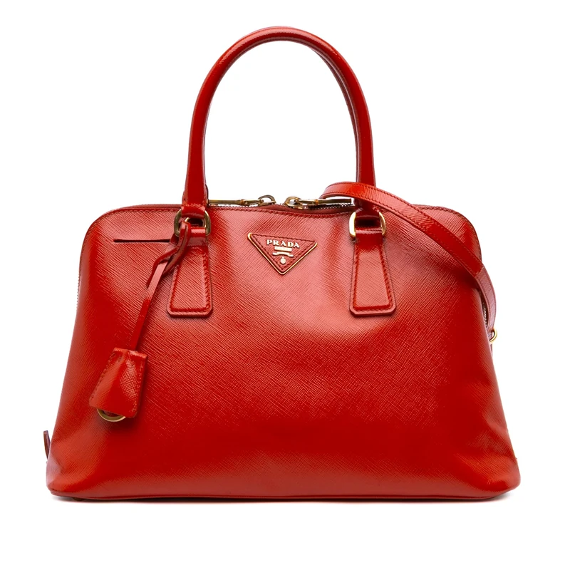 Prada Pre-Loved Medium Saffiano Vernice Promenade Satchel Handbag