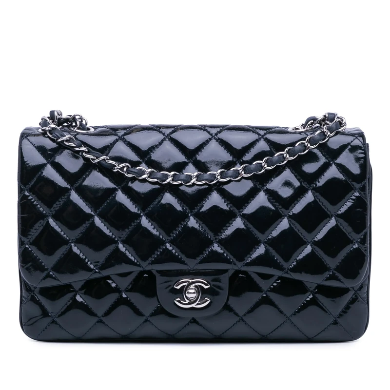 Chanel Pre-Loved Jumbo Patent 3 Accordion Flap Shoulder Bag