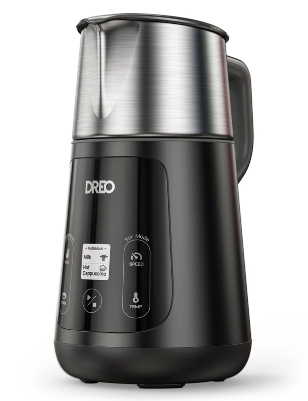 DREO All-in-1 Milk Frother & Hot Chocolate Maker, Automatic Foam Maker for Latte Art Microfoam and Hot/Cold Coffee, Milk Warmer with 30+ Drinks, Dishwasher Safe, Dairy-Based Milk, LED Display