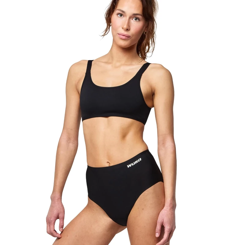 WUKA Stretch Seamless Midi Brief Period Pants Super Heavy Flow Leak Proof Reusable Washable Underwear for Women Multi Size Fits L, XL, XXL, XXXL Black