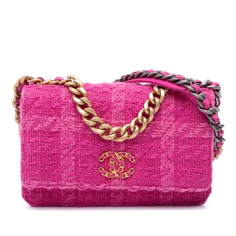 Chanel Pre-Loved Tweed 19 Wallet On Chain Handbag