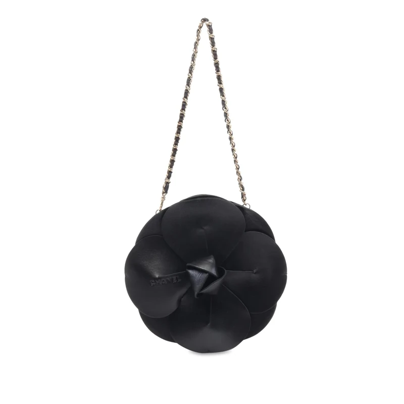 Chanel Pre-Loved Lambskin And Satin Camellia Flower Evening Bag Handbag