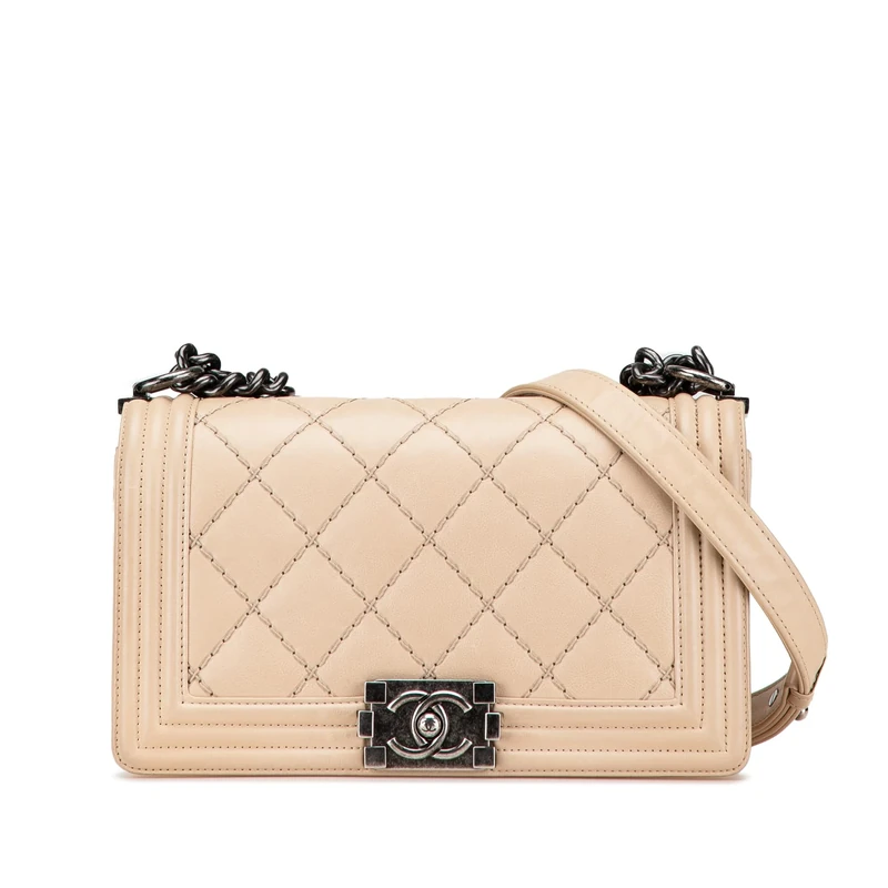Chanel Pre-Loved Old Medium Aged Calfskin Double Stitch Boy Flap Crossbody Bag