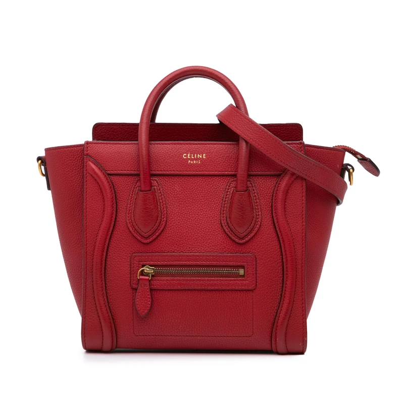 Celine Pre-Loved Nano Leather Luggage Tote Handbag