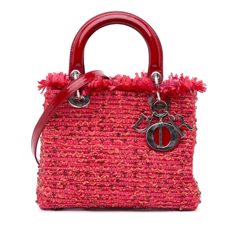 Dior Pre-Loved Medium Tweed Fringe Rhinestone Lady