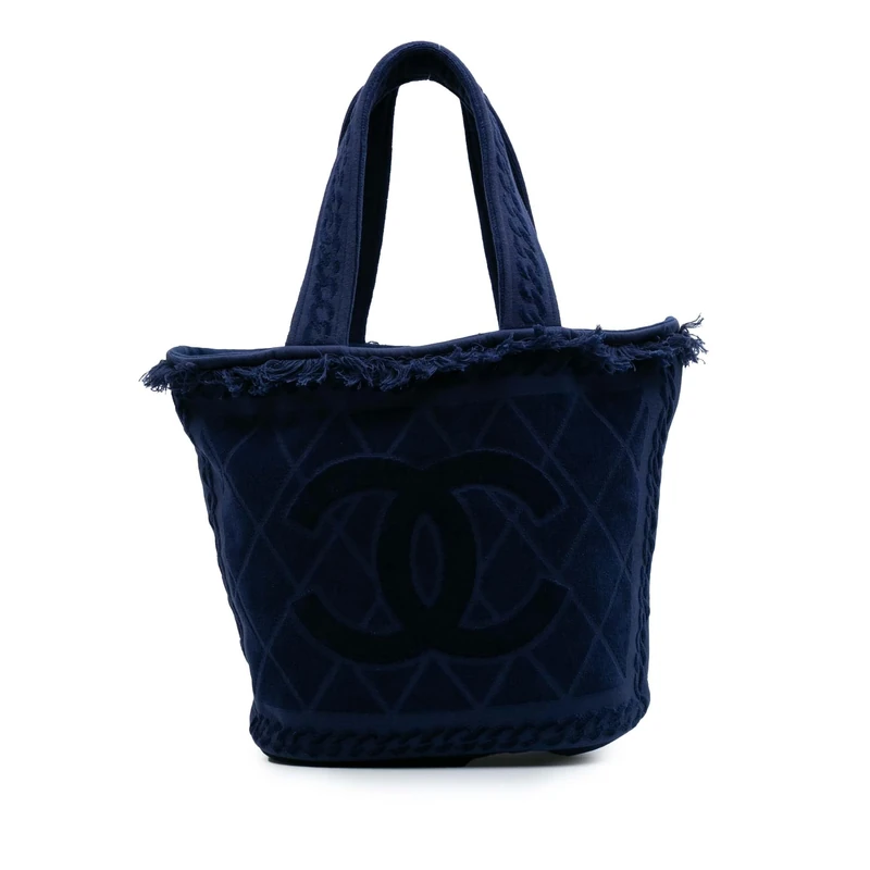 Chanel Pre-Loved CC Terry Cotton Beach Tote Bag