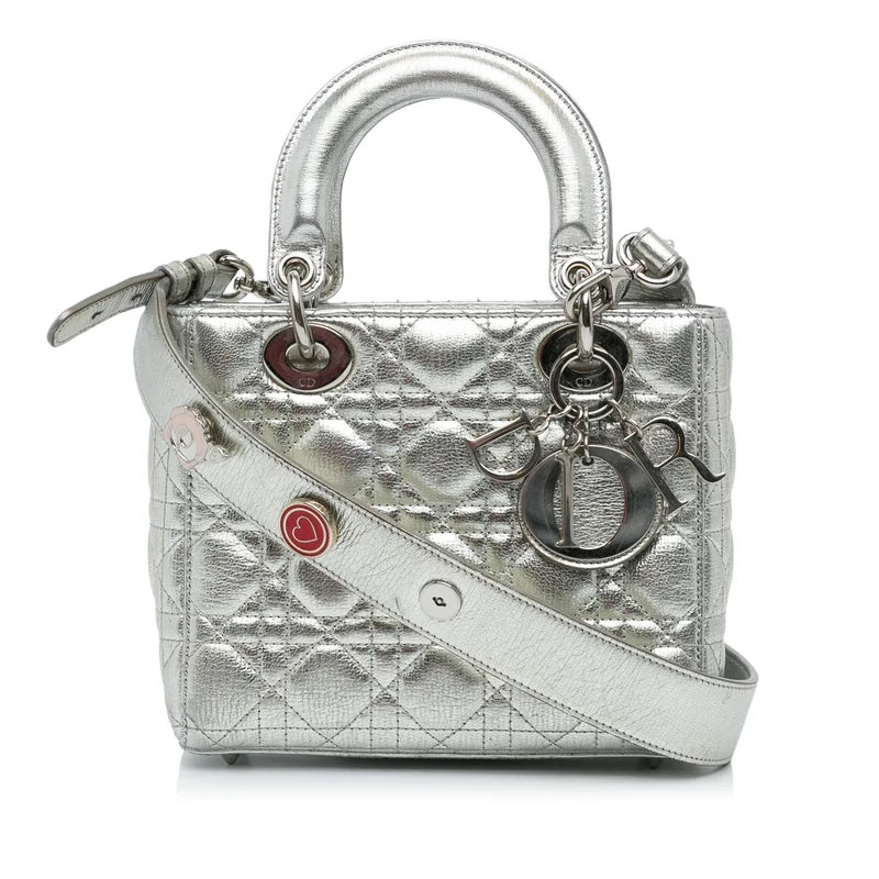Dior Pre-Loved Small Metallic Grained Calfskin Cannage My Abcdior Lady Handbag
