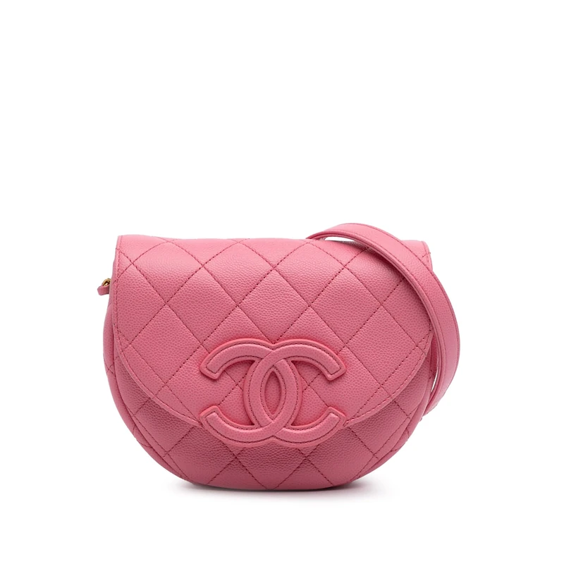 Chanel Pre-Loved Mini CC Quilted Caviar Messenger Flap Crossbody Bag