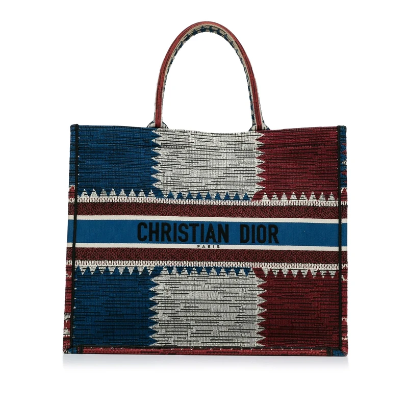 Dior Pre-Loved Large French Flag Book Tote Bag
