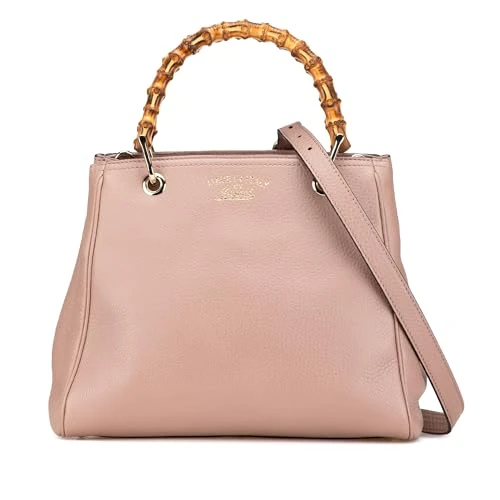 Gucci Pre-Loved Small Calfskin Bamboo Shopper Satchel Handbag