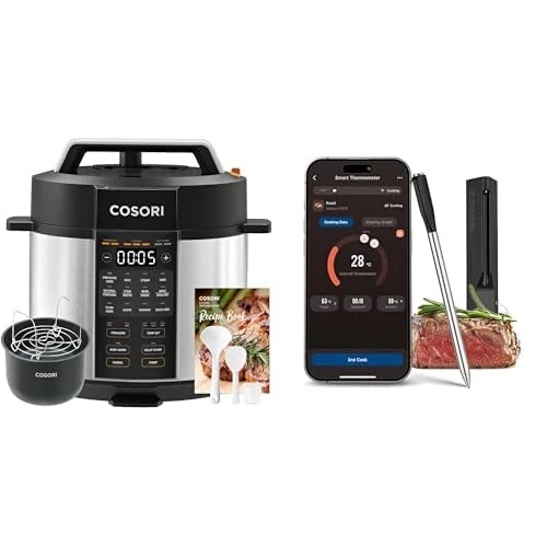 COSORI Pressure Cooker Electric and Wireless Meat Thermometer, 14 Functions(Slow&Rice Cooker, Sous Vide, Cake Maker, etc.), 70% Faster, Non-Stick, 65+ Recipes(Cookbook&Online)