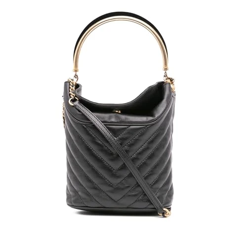 Chanel Pre-Loved Quilted Chevron Lambskin Handle With Chic Bucket Bag