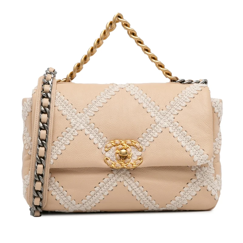 Chanel Pre-Loved Medium Crochet Calfskin 19 Flap Handbag