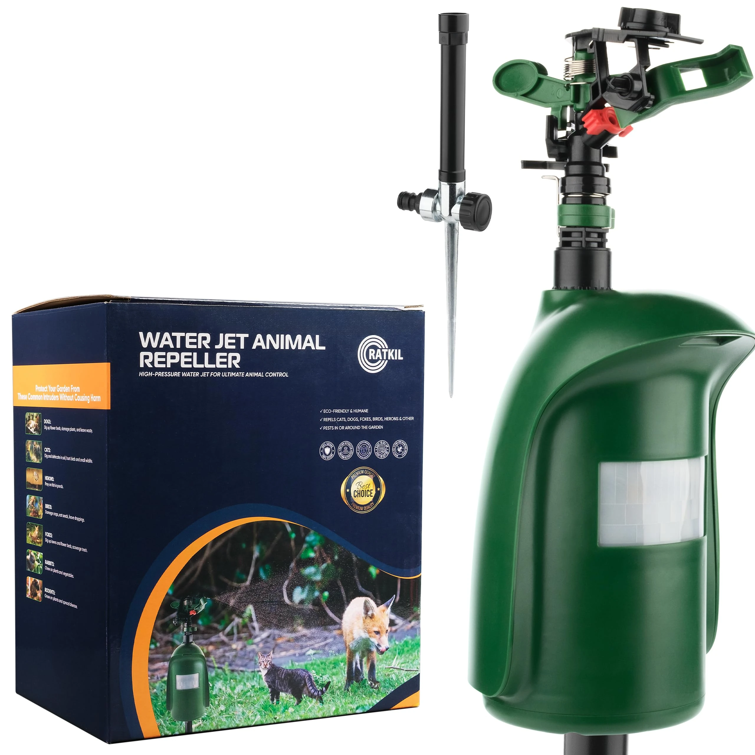 RatKil Animal Repeller with Water Spray – Motion Activated Sprinkler for Garden Perfect As A Cat Repeller, Pigeon Deterrent, Fox Repellent & Bird Scarer – Chemical Free Pest Control for Gardens