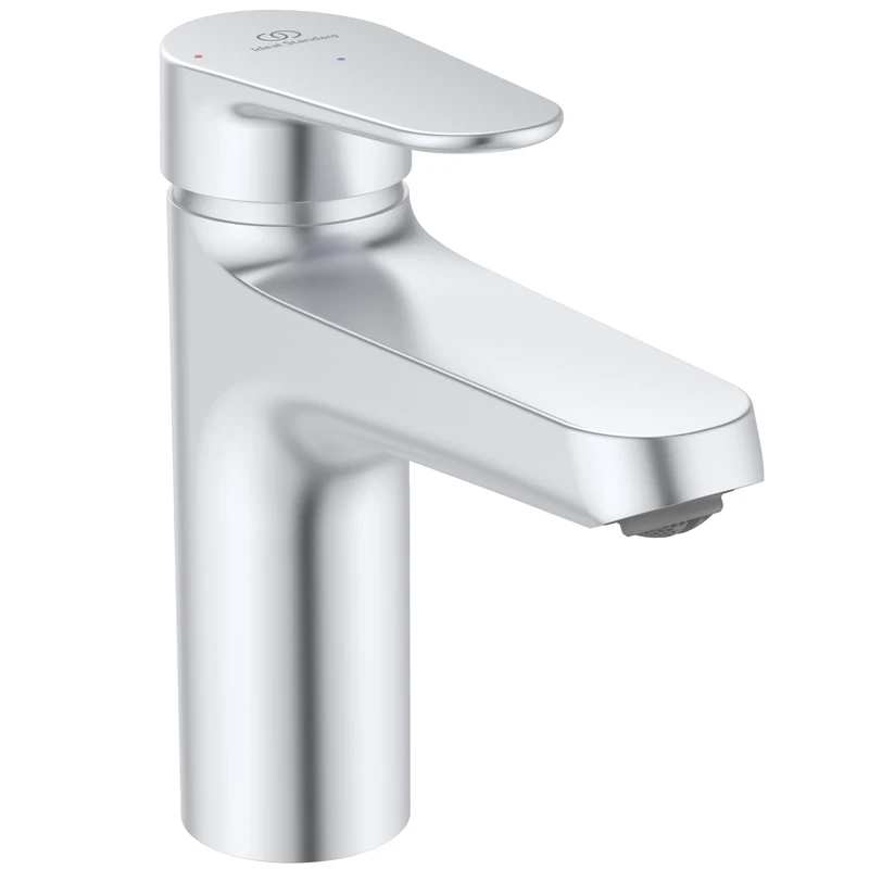 Ideal Standard – Alu+ Basin Mixer, 120 mm spout Projection, Flow Straightener, Water Saving, Blue Start Technology, FirmaFlow, Core Elements from Aluminum, Silver