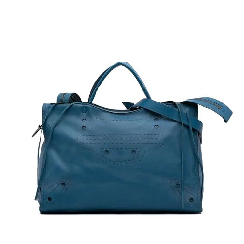 Balenciaga Pre-Loved Leather Motocross Blackout City Satchel