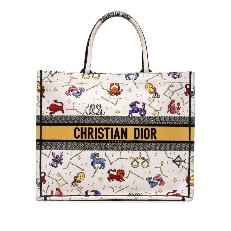 Dior Large Zodiac Pixel Book Tote - Multi Color Canvas Bag