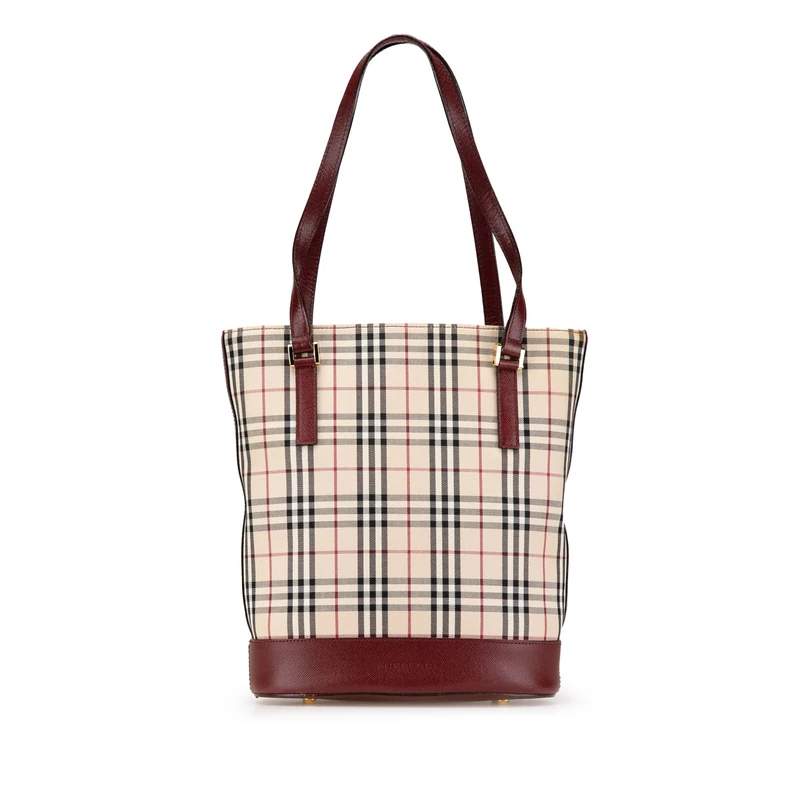 BURBERRY Pre-Loved House Check Canvas Shoulder Bag