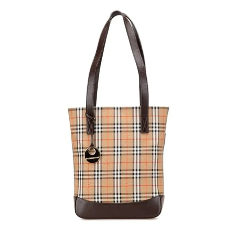 BURBERRY Pre-Loved Haymarket Check Canvas Tote Bag