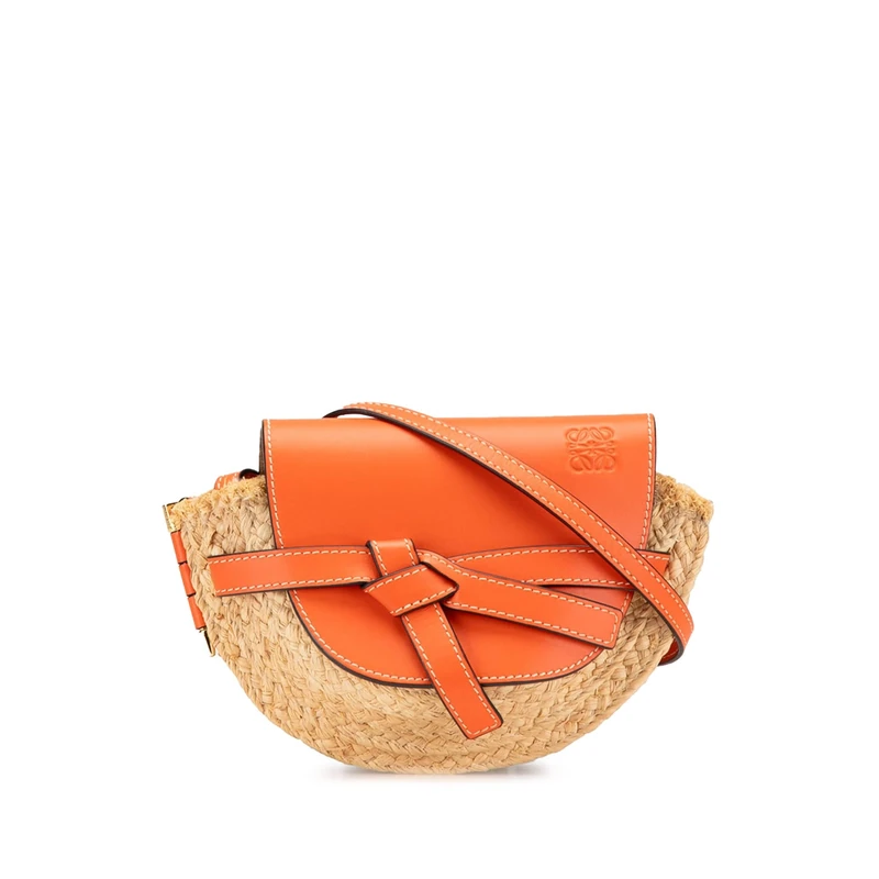 LOEWE Pre-Loved Mini Raffia Gate Crossbody