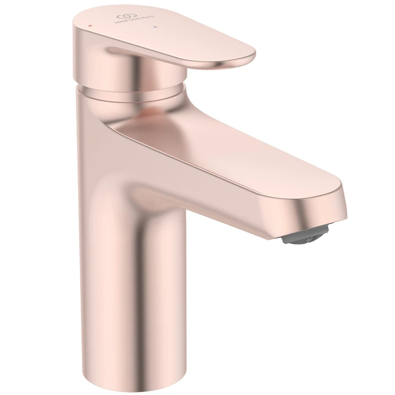 Ideal Standard – Alu+ Basin Mixer, 120 mm spout Projection, Flow Straightener, Water Saving, Blue Start Technology, FirmaFlow, Core Elements from Aluminum, Rosé