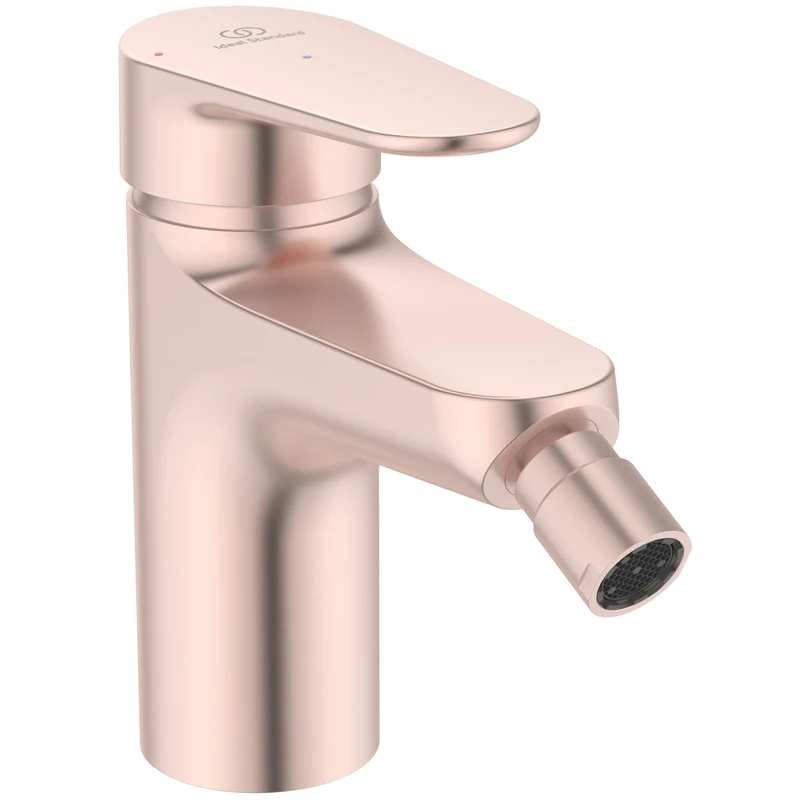 Ideal Standard – Alu+ Bidet Mixer, 115 mm spout Projection, Flow Straightener, Water Saving, Adjustable Outlet, Blue Start Technology, FirmaFlow, Core Elements from Aluminum, Rosé