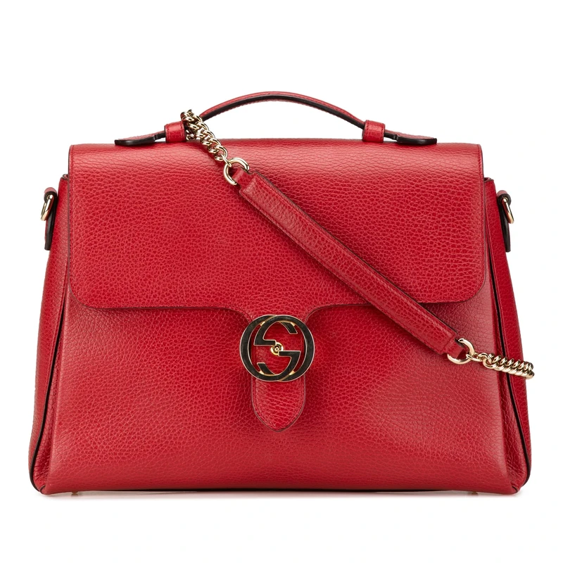 Gucci Pre-Loved Medium Dollar Calf Interlocking G Satchel