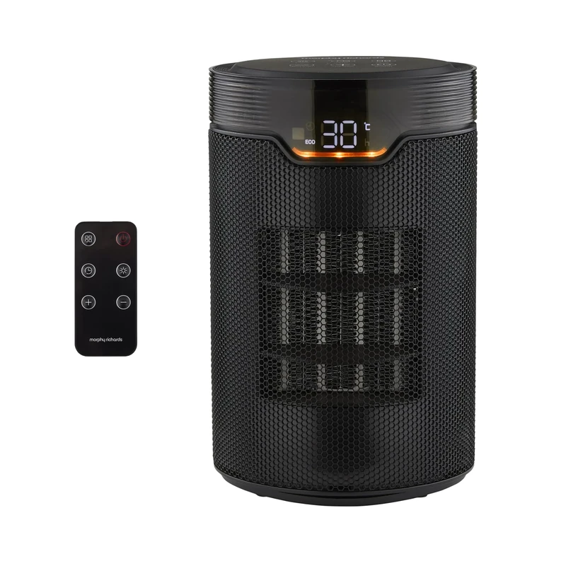 Morphy Richards HeatFlux 1500W Electric Ceramic Fan Heater, Remote Control, 15m2, 24hr Timer, Compact, Portable, Quiet, Lightweight, Energy Efficient, 3 Settings, LED Touch Panel, For Bedroom, 825050