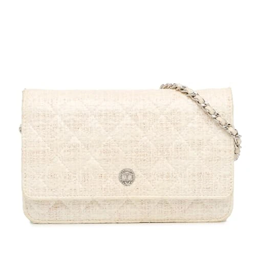 Pre-Loved CC Coated Tweed Wallet On Chain Handbag Crossbody Bag