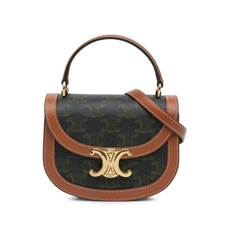 Celine Pre-Loved Mini Triomphe Coated Canvas Besace Clea Satchel