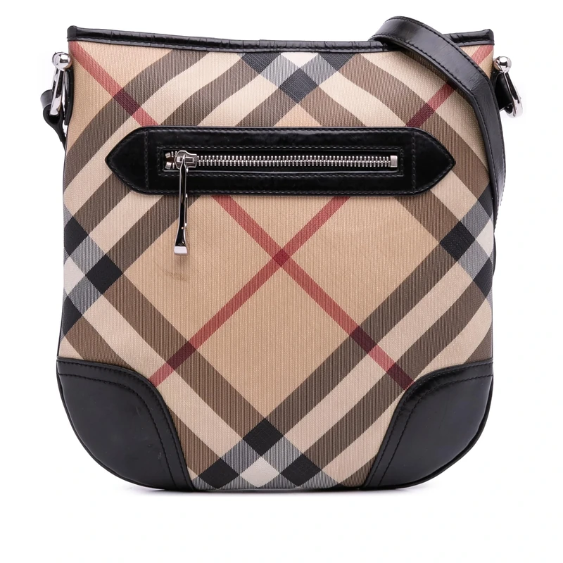 BURBERRY Pre-Loved Supernova Check Coated Canvas Dryden Crossbody Bag